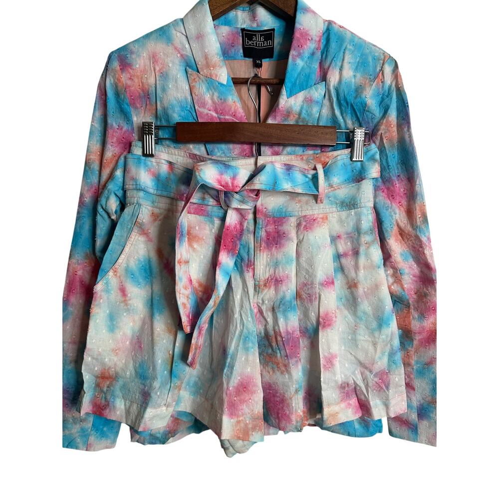 Alla Berman Kiki Blazer Amanda Short Set Tie Dye Womans XS/S NWT - Picture 3 of 12